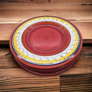Set of 6 Pier 1 Del Sol Dinner Plates Hand Painted Earthenware Pier One